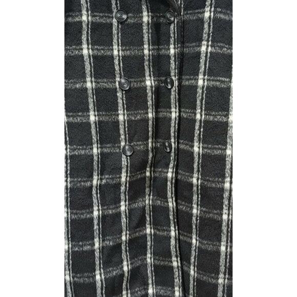 Ava & Viv Women's 4X Black & White Plaid Double Breasted Knee Length Overcoat - Picture 4 of 6